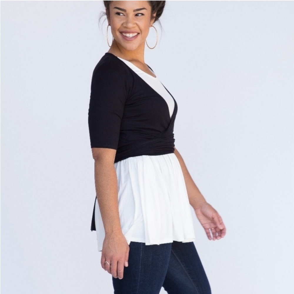 Agnes & Dora Black Wrap Top